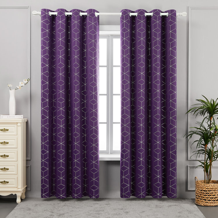 Deconovo Silver Diamond Pattern Curtain Pair | Wayfair